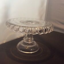 EAPG Co-operative Flint Glass Lace Edge Pedestal Cake Plate Stand 1880 picture