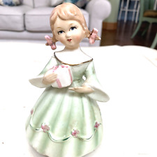 VINTAGE O SCHMID 8” Happy Birthday Music Box 1963 Girl With Gift - Sm Crack picture