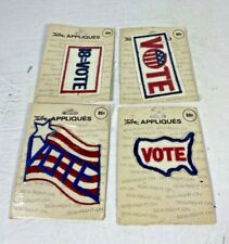 4 Vtg Talon Appliques Sew On Patch Vote USA Election Red White Blue 1971 picture