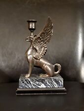 Vintsge Bronze Winged Griffin On Black Marble...Candle Holder picture