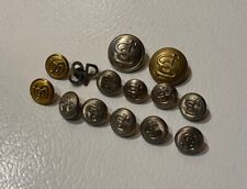 14 Antique SP Southern Pacific Railroad Brass Silver Uniform Buttons picture