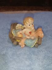 Vintage Ceramic Baby In Crib Figurine 3 x 3 picture