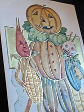 Vintage Halloween Vegetable People Anthropomorphic Embossed & Gilded Postcard picture