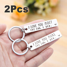 2 Pcs Creative Stainless Steel I Love You More & Love Most Keychain For Couples picture