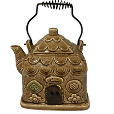 Vintage Gingerbread House Tea Pot w/ Wire Handle Cottage Whimsical Japan 60s picture
