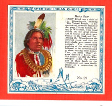 1954 T129 Red Man Chewing Tobacco - American Indian Chiefs  #29  HAIRY BEAR picture