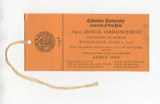 Vintage June 1 1938 Columbia University NY Commencement Ticket Pass Stub picture