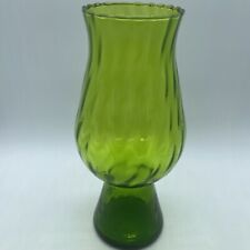 VTG Italian Stunning Handblown Green Glass Vase Tulip Shaped 10” UNUSED-RARE picture