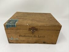 1930's Thompson & Company Pefectos de Luxe Cigar Wood Box w/ partial Tax Stamp picture