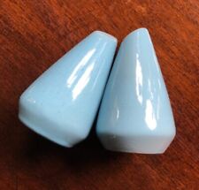 Midcentury salt pepper shakers /robin’s egg blue 1950s slant top slanted angled picture