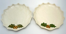 VTG Christmas Holly Leaf Berries Serving White Plate Christmas Holiday 8