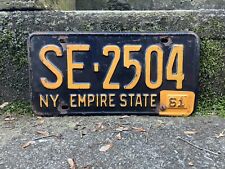 Authentic 1960 1961 New York License Plate Metal Vintage License Plate Auto Tag picture