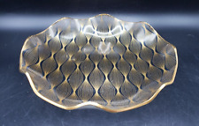VTG Benelux Flamingo MCM Glass Gold Optic Serving Bowl Holland Scalloped Rim     picture