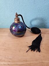 Vintage Textured Iridescent Obsidian Glass Atomizer Perfume Bottle 4.5