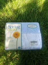  Vintage Springmaid Percale Twin Flat & Fitted Sheet & Pillow Case NOS Blue Whit picture