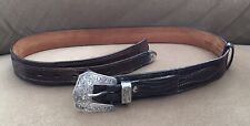 Rare Design Diablo Sterling Silver Ranger Keeper Tip Belt Buckle & Lizard Belt picture