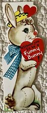 Unused Valentine Rabbit Funny Bunny Without You Vtg Greeting Card 1950s 1960s picture
