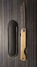 Higonokami Japanese Style Tanto Folding knife: Damascus/Hammered Steel W/Sheath  picture