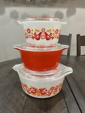 Vintage Pyrex Friendship Pattern Casserole dishes with Glass Lids picture