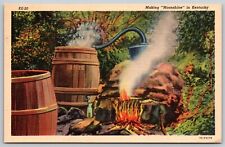 Making Moonshine in Kentucky - Mountain Dew Whisky Still - 1937 Postcard picture