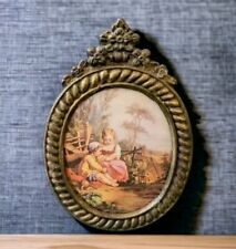 Italian Bronze Ornate Framed in Glass Country Children Victorian art vintage picture