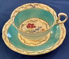 Vintage Aynsley Turquoise & Gold Teacup and Saucer Set Bone China England C340 picture