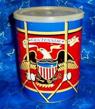 Vintage Centennial Coffee Tin Drum Eagle US  6.5