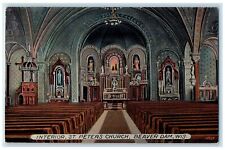 c1910 Interior St. Peters Church Building Altar Beaver Dam Wisconsin WI Postcard picture