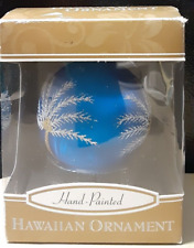 Island Heritage™ Hand Painted Hawaiian Christmas Tree Ornament Palm Tree Blue picture