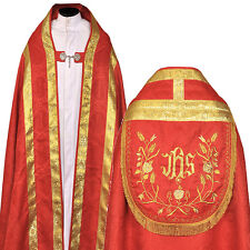New Red Cope & Stole Set with IHS embroidery,capa pluvial,chape,far fronte picture