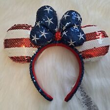 2022 Disney Parks Americana Sequined 4th of July Minnie Ear Headband picture