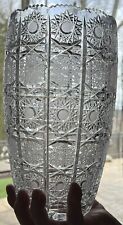 Huge Ornate heavily patterned crystal cut glass vase-12