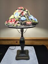 Beautiful Pairpoint Signed Bronze Lamp Puffy Reverse Painted Flowers Butterflies picture