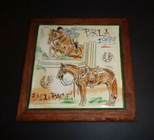 Vintage Equestrian Bedford NY Riding Lanes NY BRL Handmade horse Tile Trivet picture