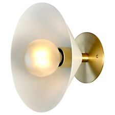 1 Light Curved Brass Shade Handmade White Modern Brass Mid Century Wall Scone picture