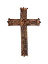 STORE INDYA Wooden Wall Cross Plaque Hanging with Celtic Hand Carvings Religi... picture