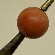 Japanese 042911 Antique Metalwork Coral Glass Bead Hairpin picture