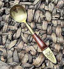 Vintage Buddha Spoon Wood Brass Goldish Nepali Rare Vintage Thailand Boho picture