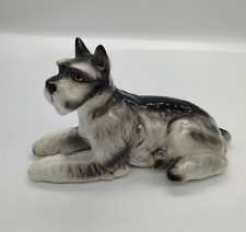 Vintage Brinn's Porcelain Collectible Edition Dog Schnauzer Laying Figurine 1987 picture