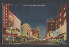 linen postcard - Theatre (theater) Row at Night, Dallas, Texas picture