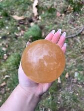 Extra Large Crystal Sphere- Beautiful 3.3” Reiki Orange Calcite Crystal Ball picture