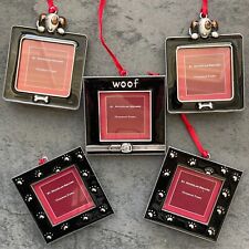Christmas dog theme picture frame ornaments St. Nicholas square Lot of 5 Vintage picture