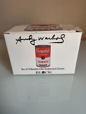 Vintage Andy Warhol Campbell’s Soup Can Double Old-Fashioned Glasses Set of4 NEW picture