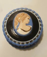 Vintage Di Mauro Ceramic Hand Painted Round Cameo Trinket Box Signed 1994 picture
