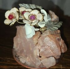 Vintage Frank Mosse ROSE QUARTZ Enamel Flower Sculpture 3