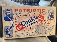 Rare Vtg Patriotic Metal Cookie Cutters 4 pc NOS New picture