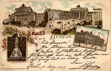 PC GERMANY 1897 FORERUNNER LITHO GREETING FROM BERLIN (a110) picture