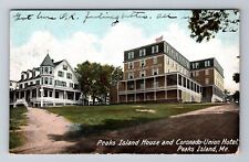 Peaks Island ME-Maine Island House, Coronado Union Hotel, Vintage c1906 Postcard picture