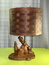 VTG RARE MCM Cypress Knee Root Wood Table Lamp Orig. Woven Shade UNIQUE KITSCHY picture