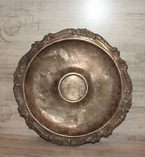Antique floral silver plated round serving tray platter picture